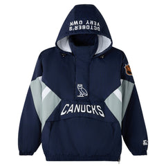 Vancouver Canucks OVO x Starter Half-Zip Hooded Jacket Blue