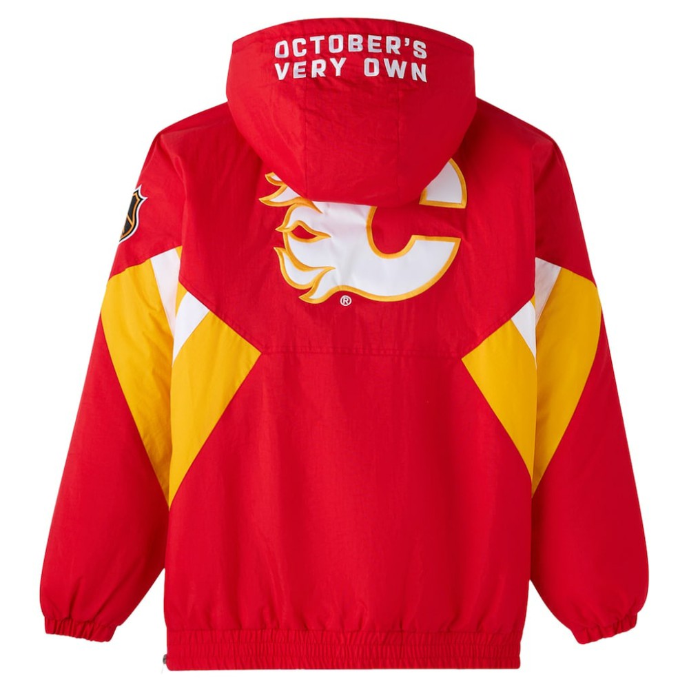 Calgary Flames OVO x Starter Half-Zip Hooded Jacket Red