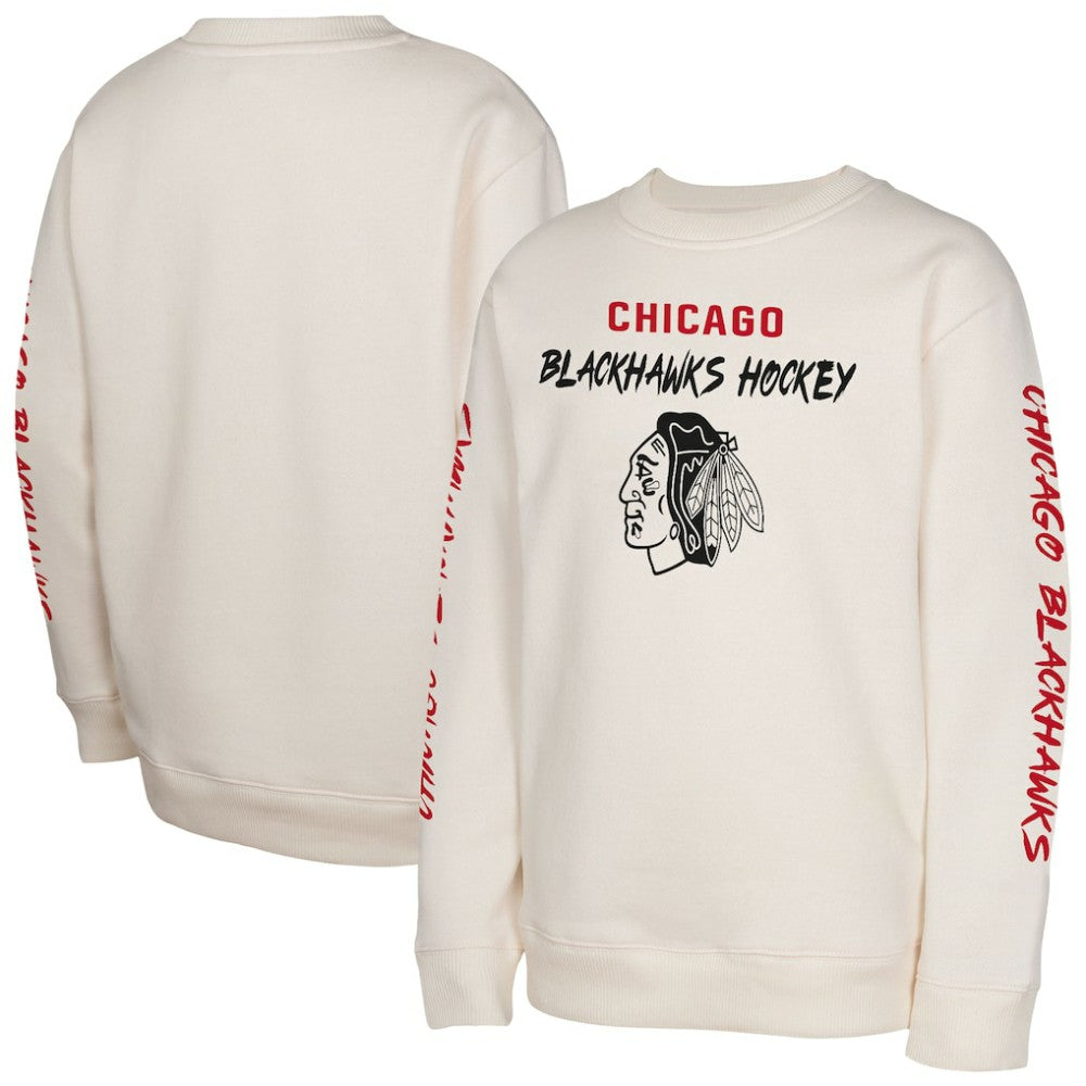 Chicago Blackhawks Youth Star Power Pullover Sweatshirt Cream
