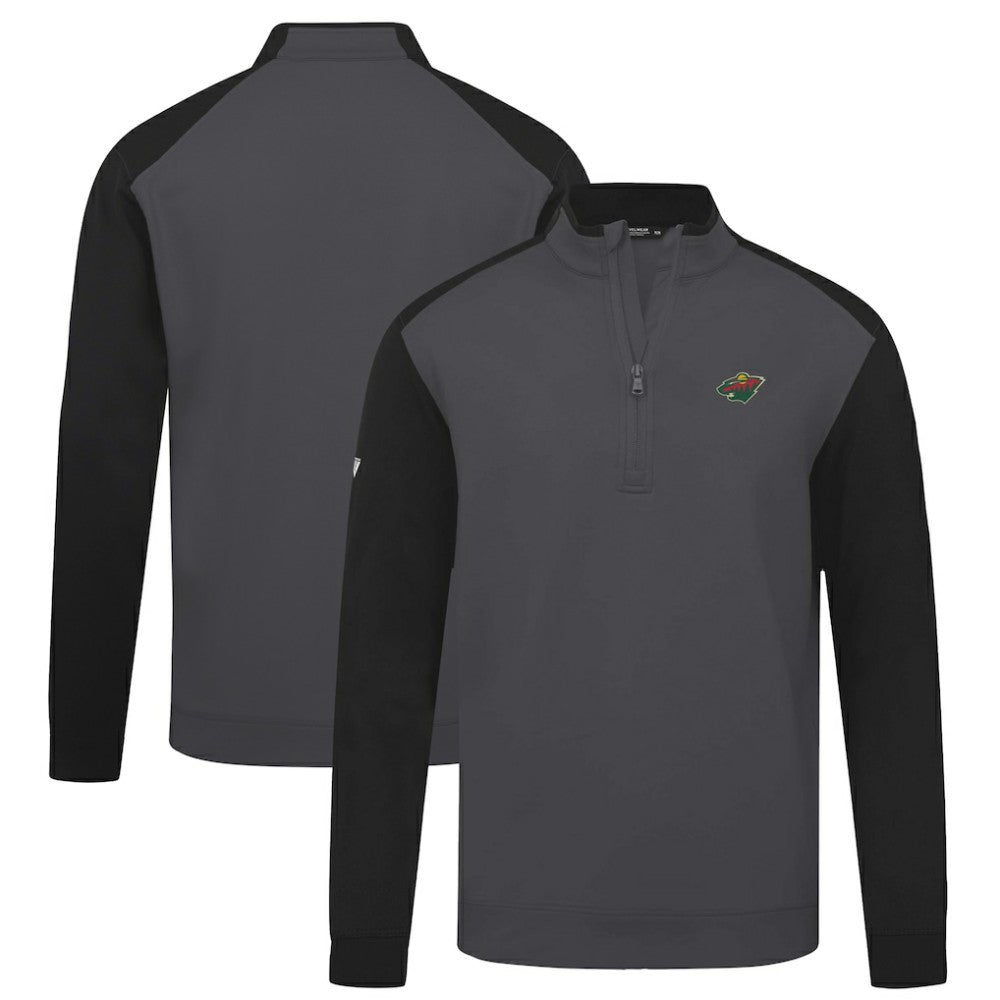 Minnesota Wild Levelwear Bayou Insignia Core Quarter-Zip Pullover Top Charcoal