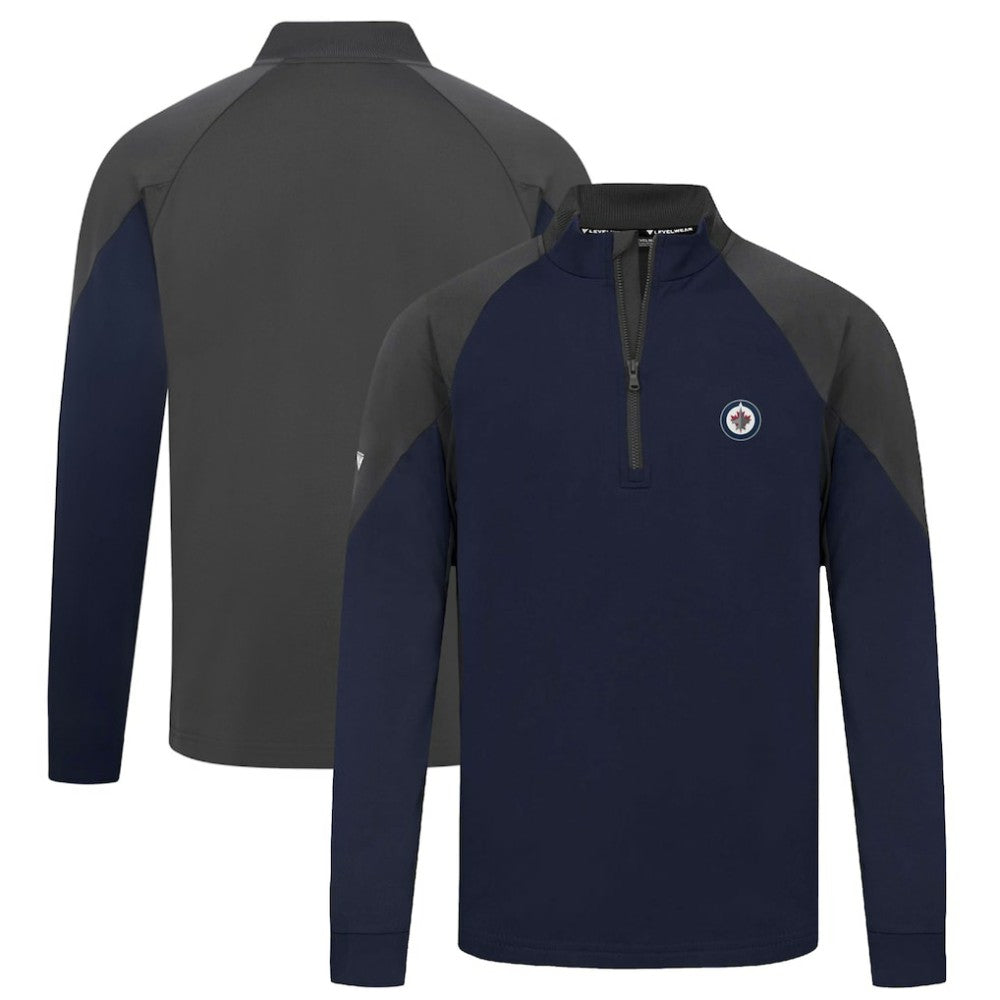 Winnipeg Jets Levelwear Cadet Insignia Core Quarter-Zip Pullover Top Navy