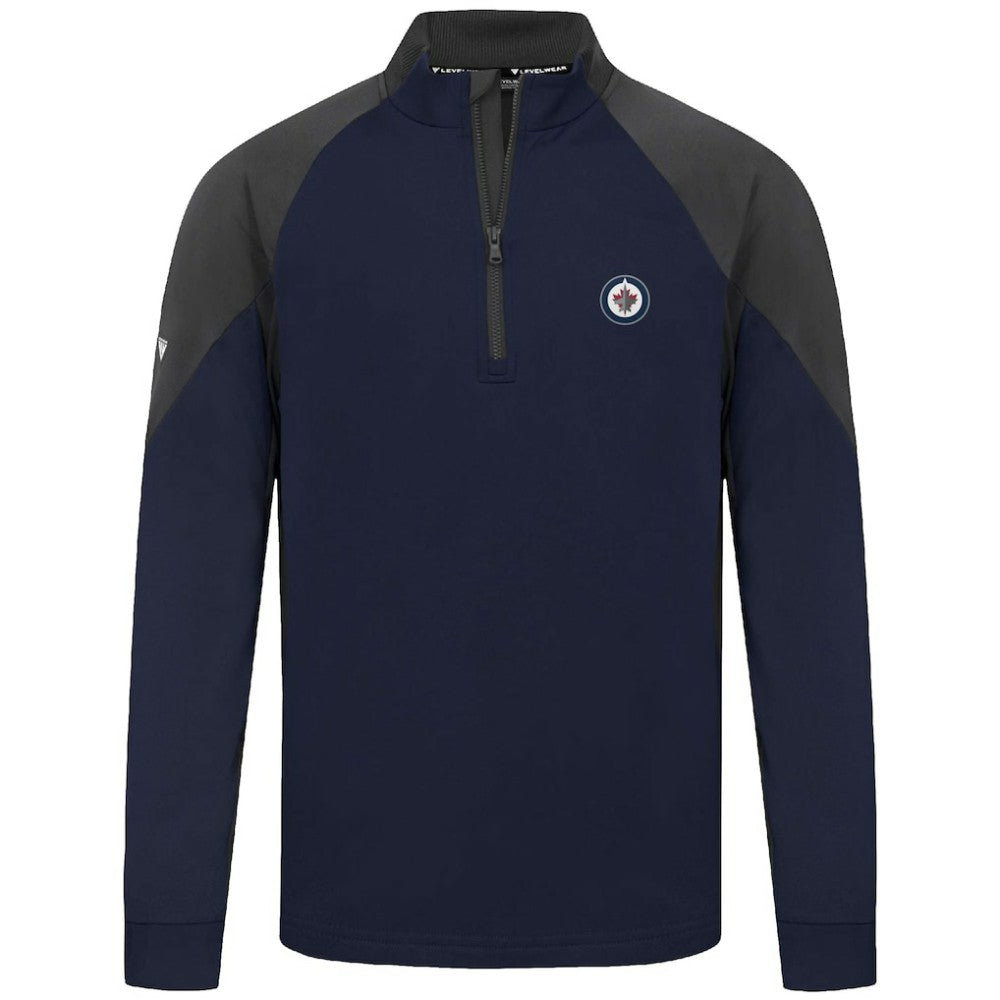 Winnipeg Jets Levelwear Cadet Insignia Core Quarter-Zip Pullover Top Navy