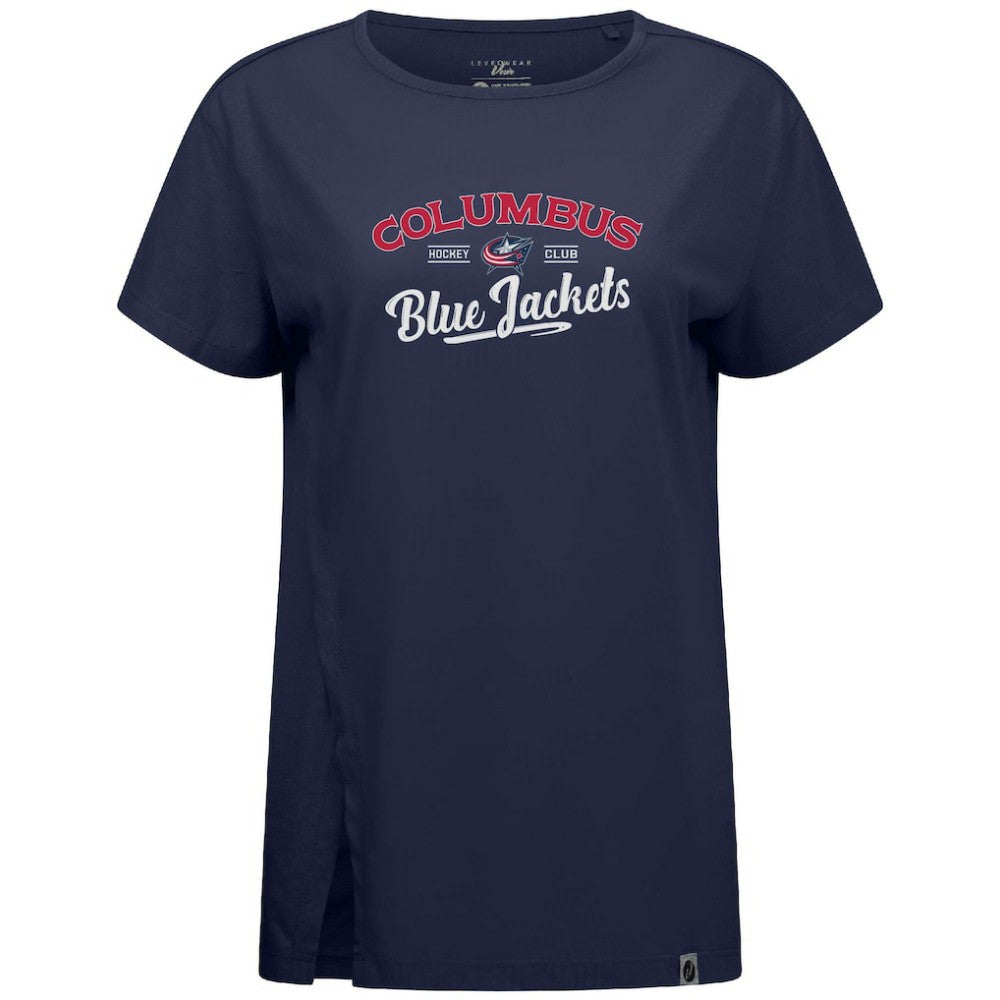Columbus Blue Jackets Levelwear Women's Influx Ice Wall T-Shirt Navy