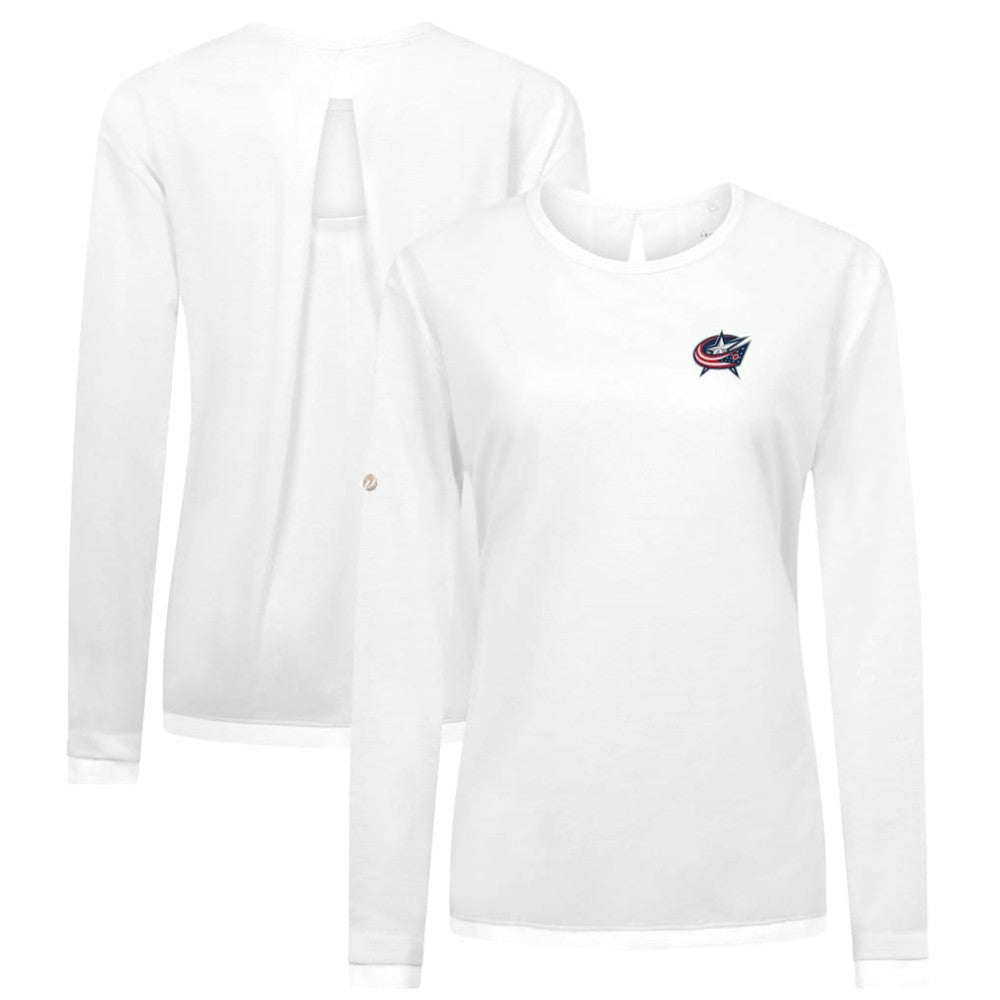 Columbus Blue Jackets Levelwear Women's Sequoia Primary Logo Long Sleeve T-Shirt White