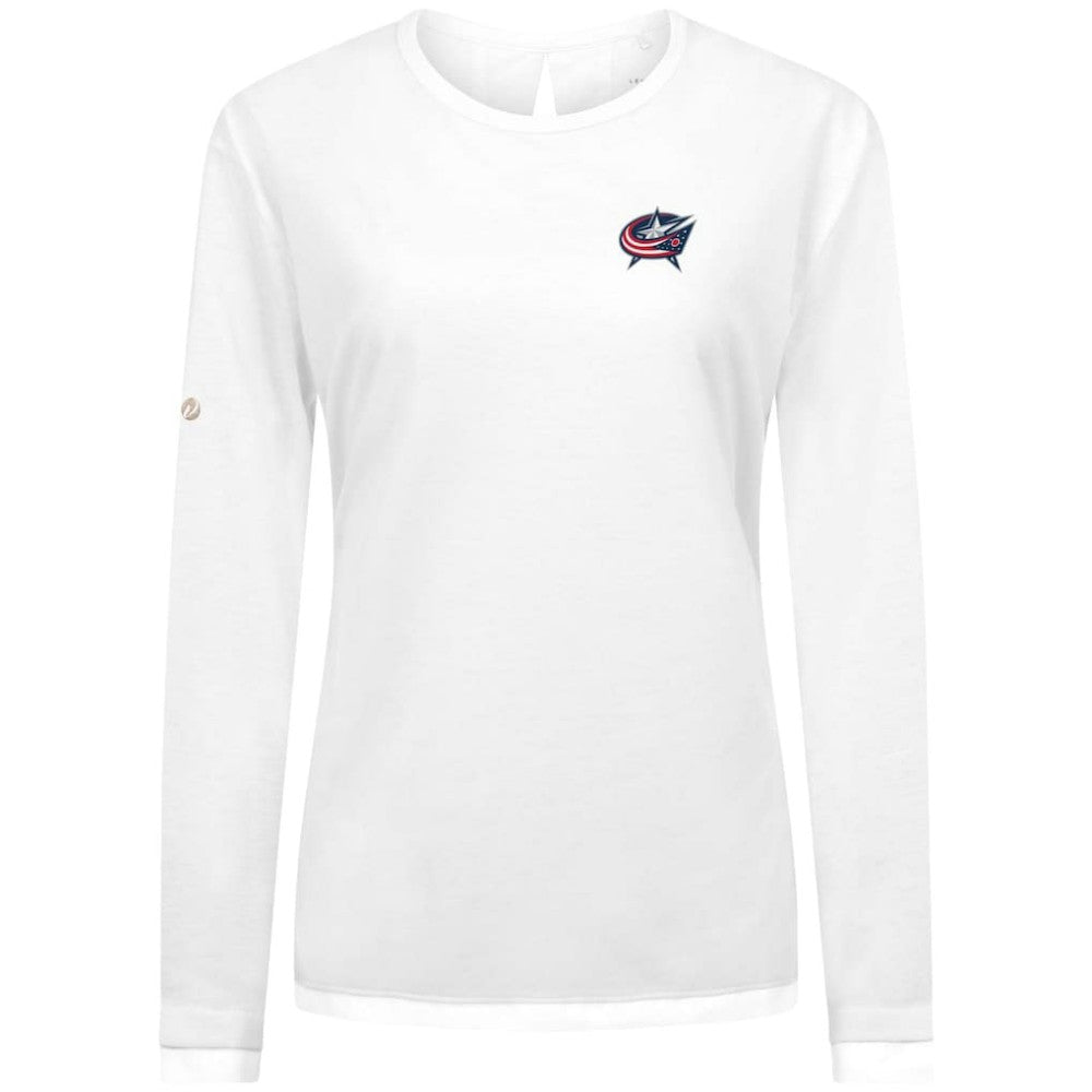 Columbus Blue Jackets Levelwear Women's Sequoia Primary Logo Long Sleeve T-Shirt White