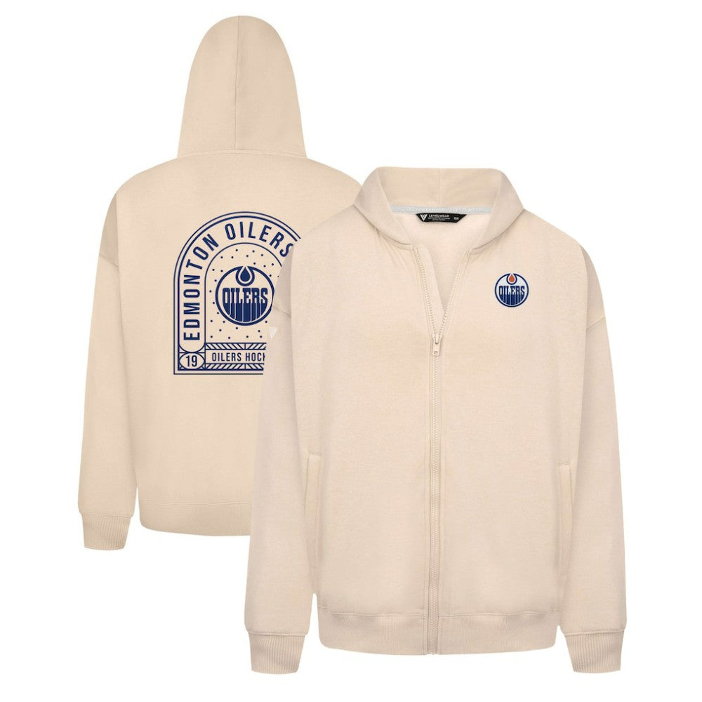 Edmonton Oilers Levelwear Uphill Stained Glass Full-Zip Hoodie Jacket Khaki