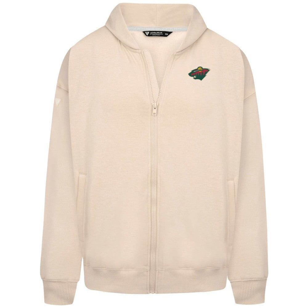 Minnesota Wild Levelwear Uphill Stained Glass Full-Zip Hoodie Jacket Khaki