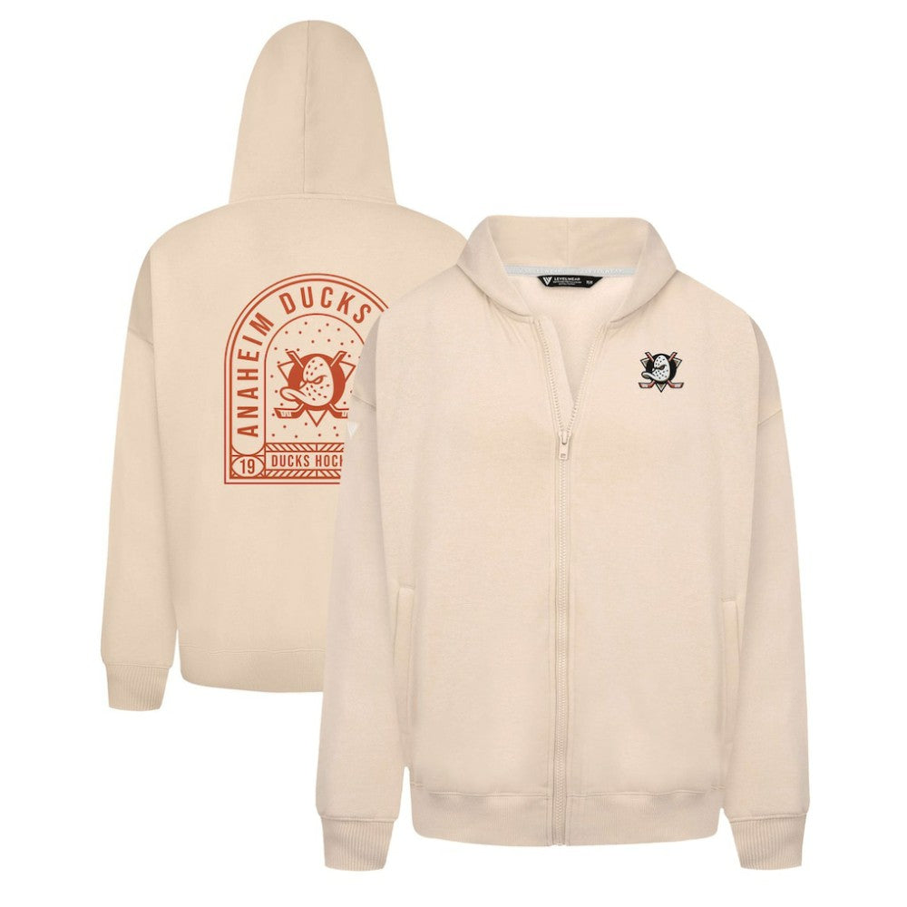 Anaheim Ducks Levelwear Uphill Stained Glass Full-Zip Hoodie Jacket Khaki