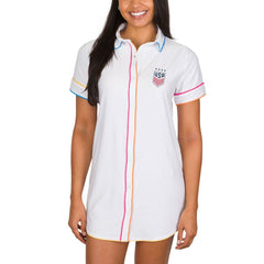 USWNT Concepts Sport Women's Flutter Knit Button-Up Nightshirt - White on sale