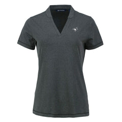 Toronto Blue Jays Cutter & Buck Women's Forge Stretch Blade DryTec V-Neck Polo - Heather Black