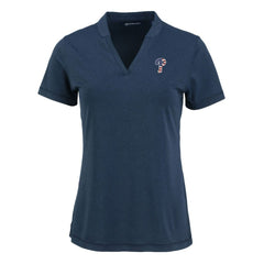 Philadelphia Phillies Cutter & Buck Women's Forge Stretch Blade DryTec V-Neck Polo - Heather Navy
