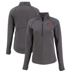 Baltimore Orioles Cutter & Buck Women's Peshastin Eco Fleece Recycled Raglan Half-Zip Top - Heather Black