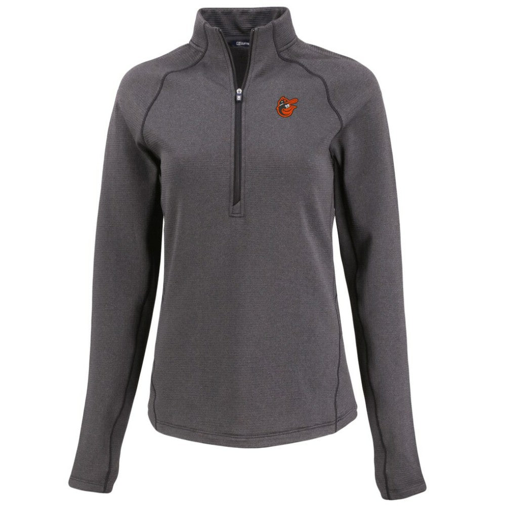 Baltimore Orioles Cutter & Buck Women's Peshastin Eco Fleece Recycled Raglan Half-Zip Top - Heather Black