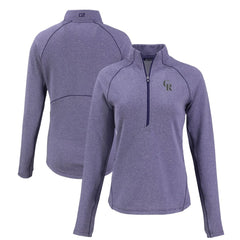 Colorado Rockies Cutter & Buck Women's Peshastin Eco Fleece Recycled Raglan Half-Zip Top - Heather Purple