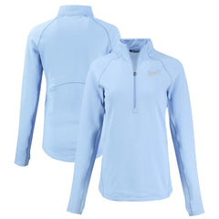 Kansas City Royals Cutter & Buck Women's Peshastin Eco Fleece Recycled Raglan Half-Zip Top - Heather Light Blue