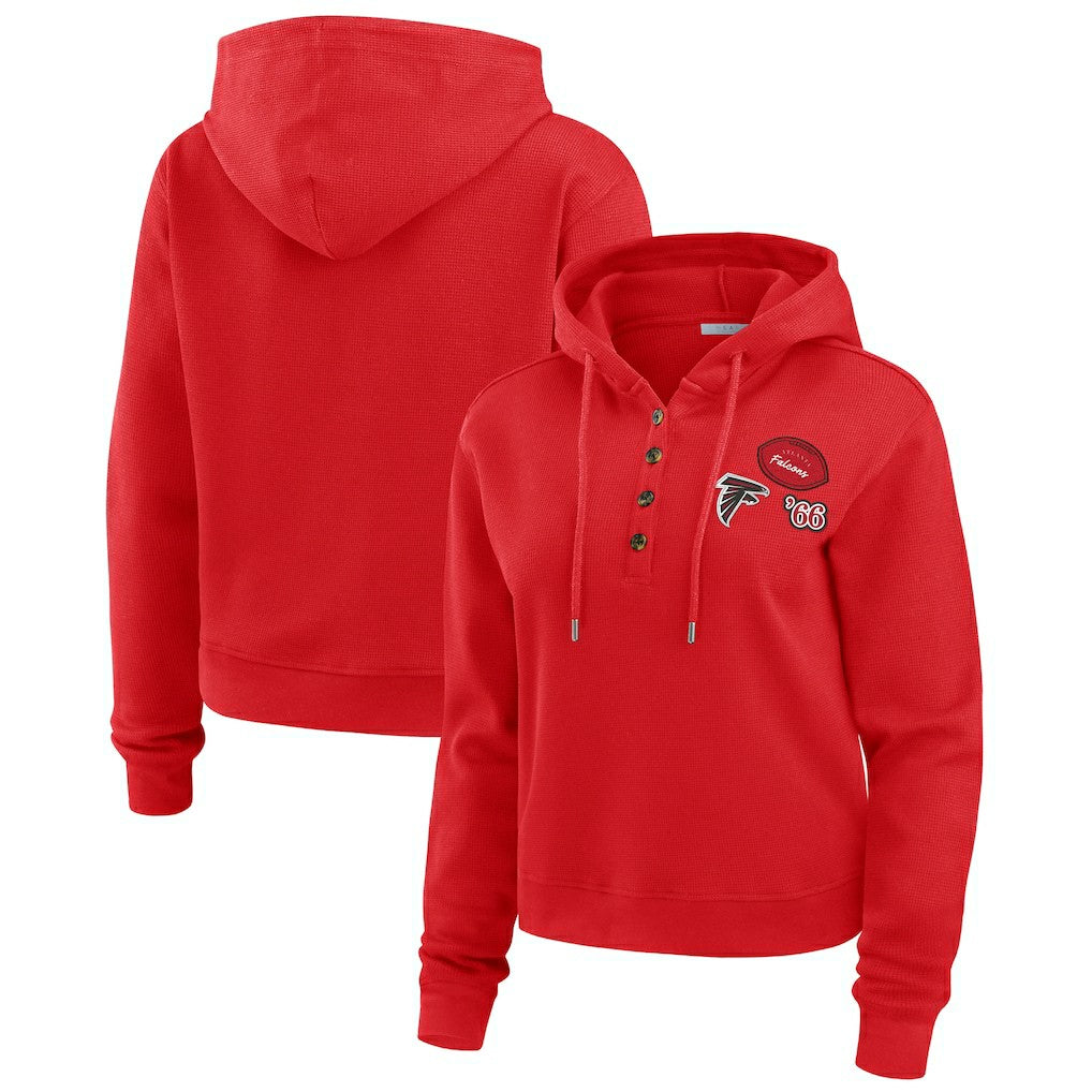 Atlanta Falcons WEAR by Erin Andrews Women's Plus Size Waffle Hoodie Pullover Top - Red sale