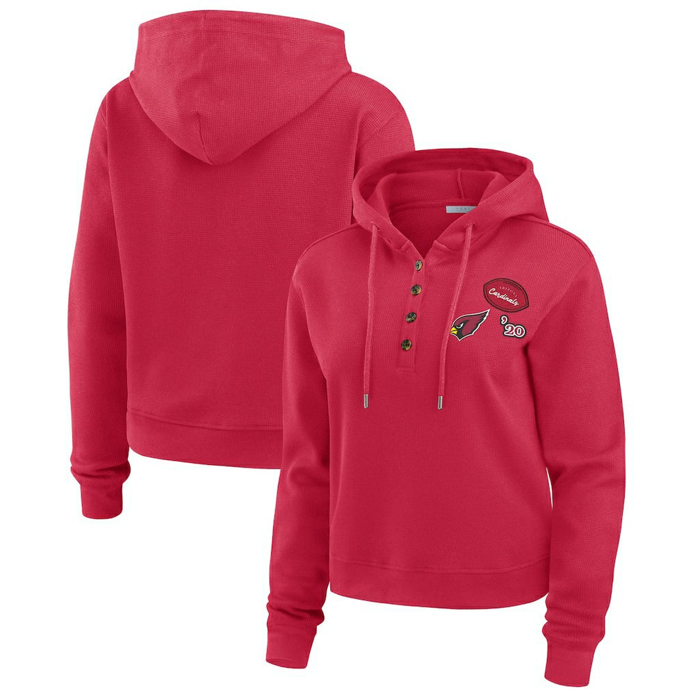 Arizona Cardinals WEAR by Erin Andrews Women's Plus Size Waffle Hoodie Pullover Top - Cardinal discount