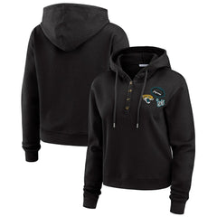 Jacksonville Jaguars WEAR by Erin Andrews Women's Plus Size Waffle Hoodie Pullover Top - Black outlet