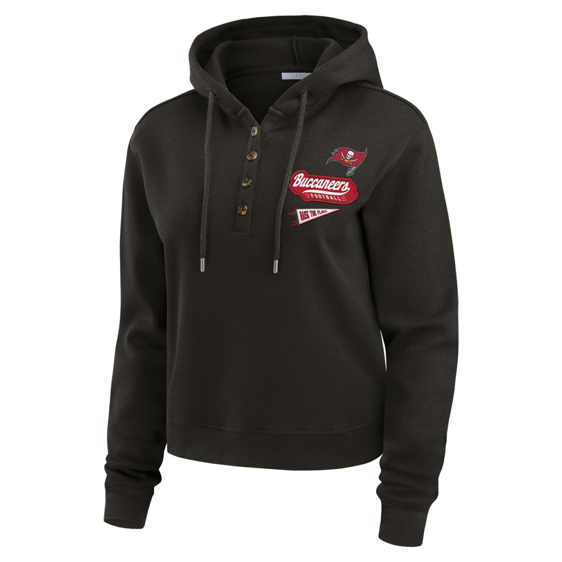 Tampa Bay Buccaneers WEAR by Erin Andrews Women's Plus Size Waffle Hoodie Pullover Top - Pewter on sale