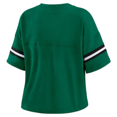 New York Jets WEAR by Erin Andrews Women's Plus Size Color Block Boxy T-Shirt - Green/White discount