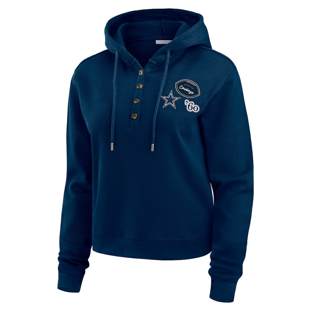 Dallas Cowboys WEAR by Erin Andrews Women's Plus Size Waffle Hoodie Pullover Top - Navy online