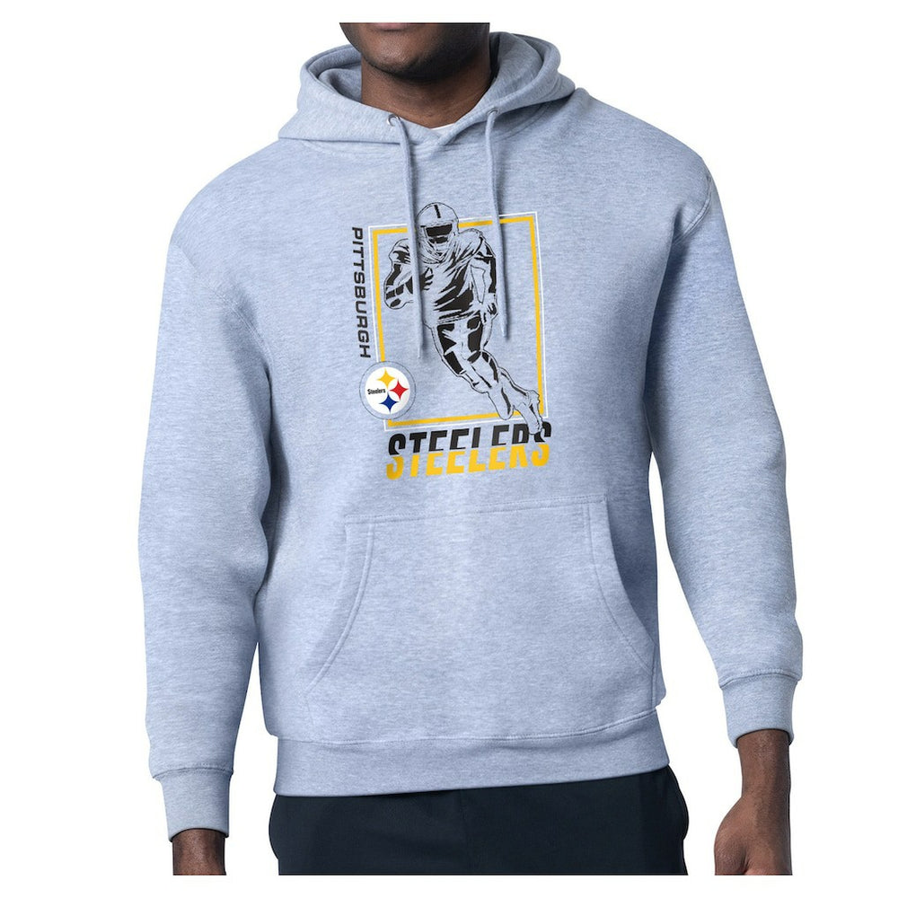 Pittsburgh Steelers Starter Player Grid Pullover Hoodie - Heather Gray outlet