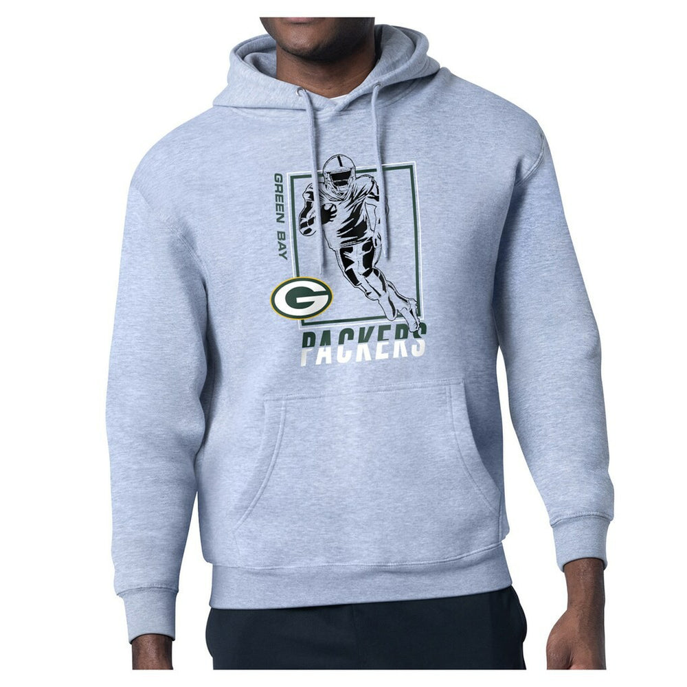 Green Bay Packers Starter Player Grid Pullover Hoodie - Heather Gray on sale