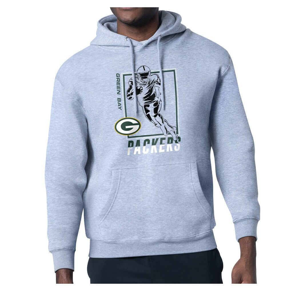 Green Bay Packers Starter Player Grid Pullover Hoodie - Heather Gray on sale