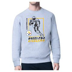 Pittsburgh Steelers Starter Player Grid Pullover Sweatshirt - Heather Gray on sale
