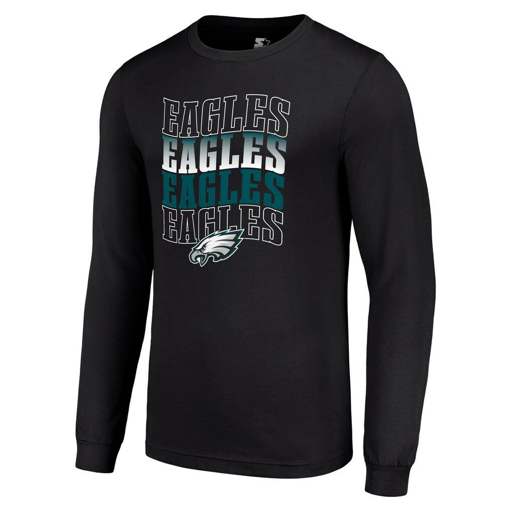Philadelphia Eagles Starter Team Name Graphic Long Sleeve T-Shirt - Black on sale