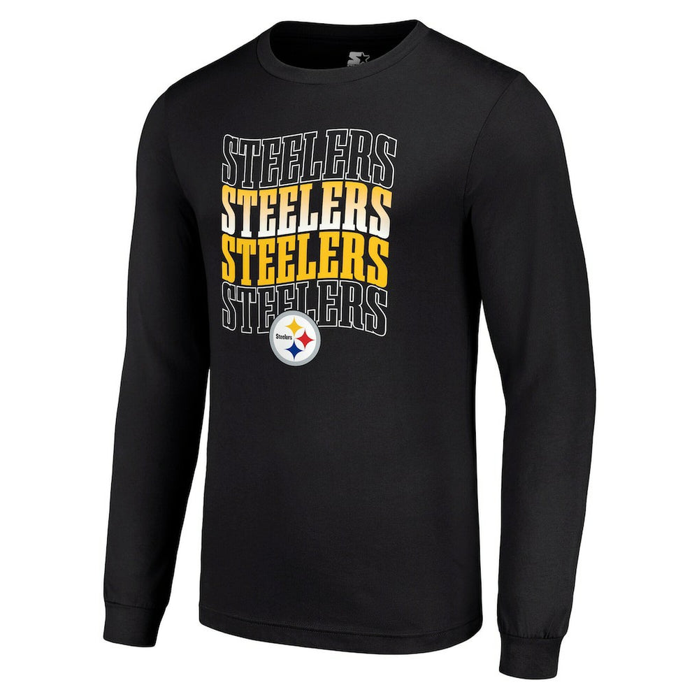 Pittsburgh Steelers Starter Team Name Graphic Long Sleeve T-Shirt - Black sale