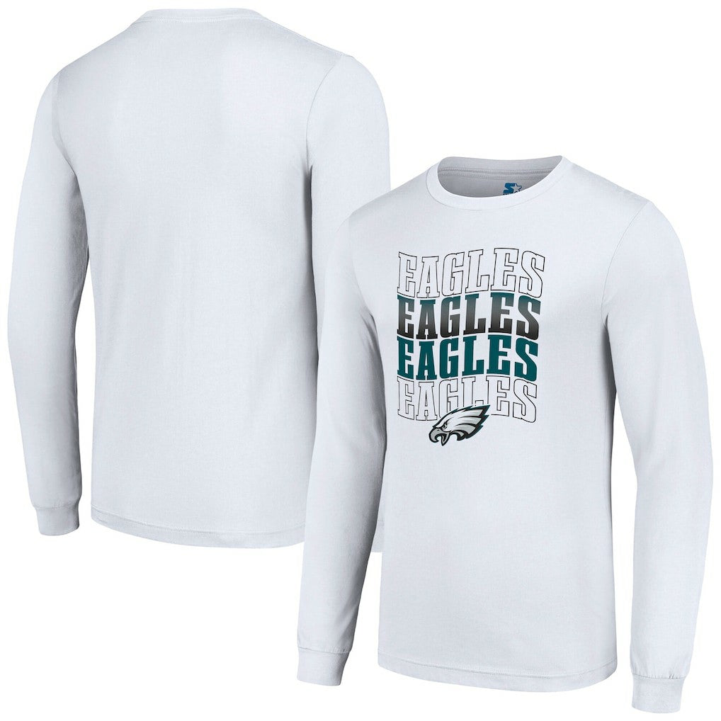 Philadelphia Eagles Starter Team Name Graphic Long Sleeve T-Shirt - White for sale