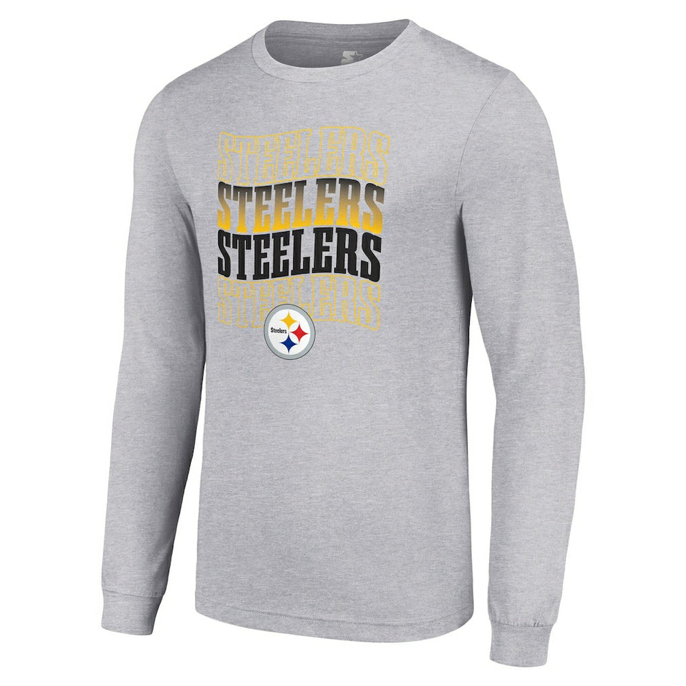 Pittsburgh Steelers Starter Team Name Graphic Long Sleeve T-Shirt - Heather Gray discount
