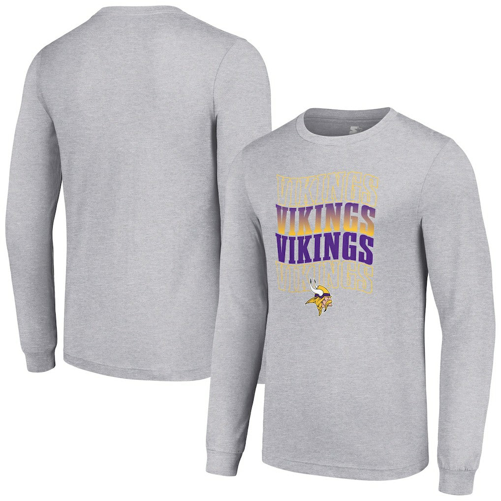 Minnesota Vikings Starter Team Name Graphic Long Sleeve T-Shirt - Heather Gray for sale