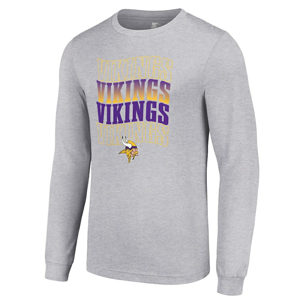 Minnesota Vikings Starter Team Name Graphic Long Sleeve T-Shirt - Heather Gray for sale