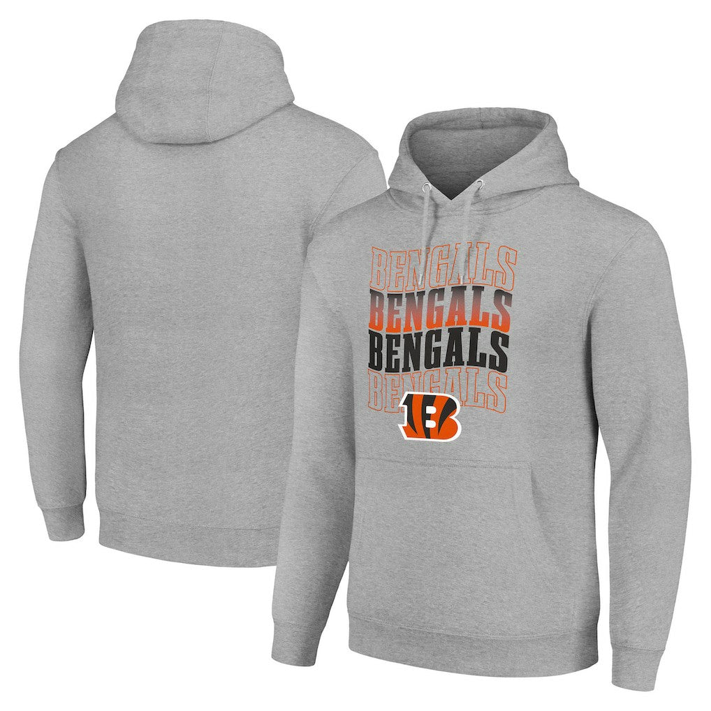 Cincinnati Bengals Starter Four Team Name Logo Fleece Pullover Hoodie - Heather Gray cheap