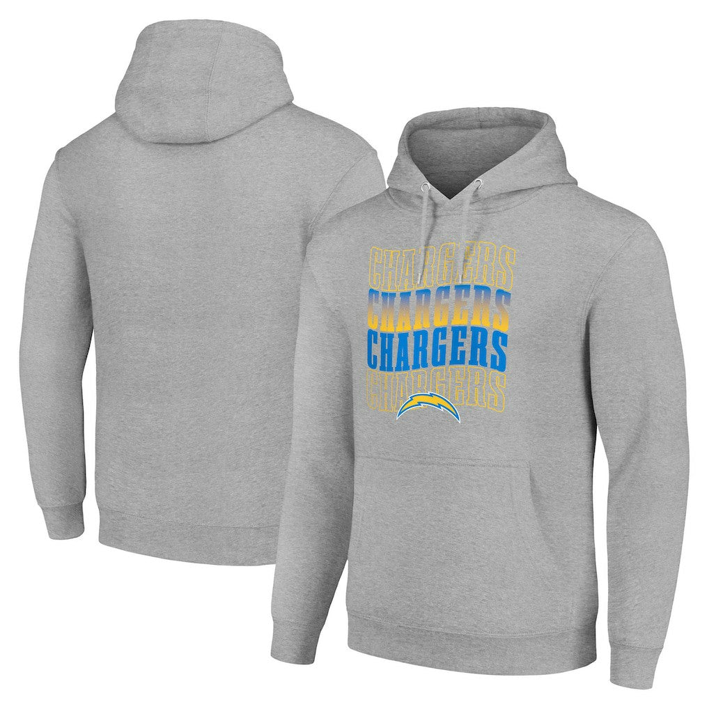 Los Angeles Chargers Starter Four Team Name Logo Fleece Pullover Hoodie - Heather Gray sale