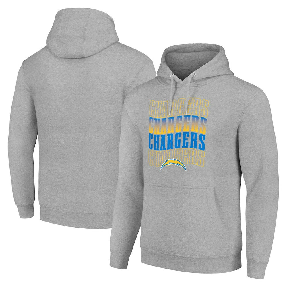 Los Angeles Chargers Starter Four Team Name Logo Fleece Pullover Hoodie - Heather Gray sale