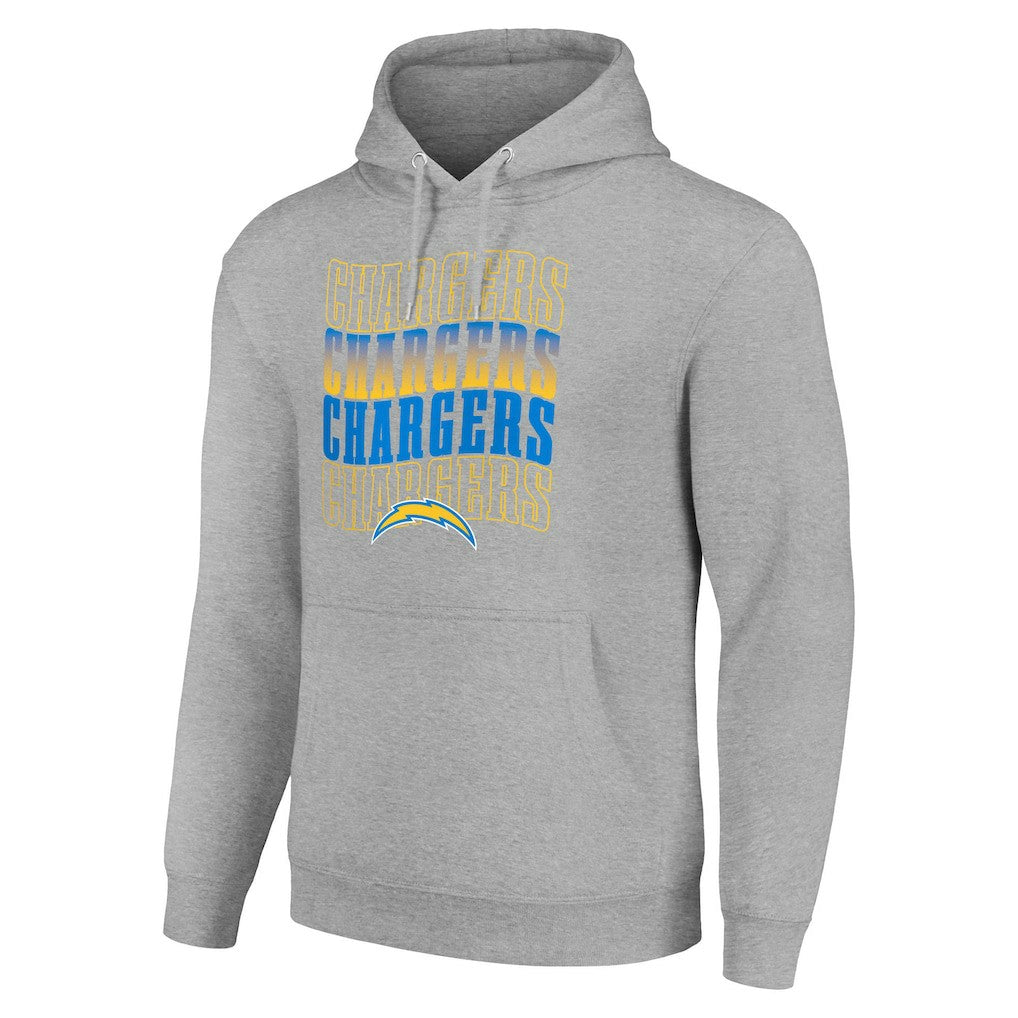 Los Angeles Chargers Starter Four Team Name Logo Fleece Pullover Hoodie - Heather Gray sale
