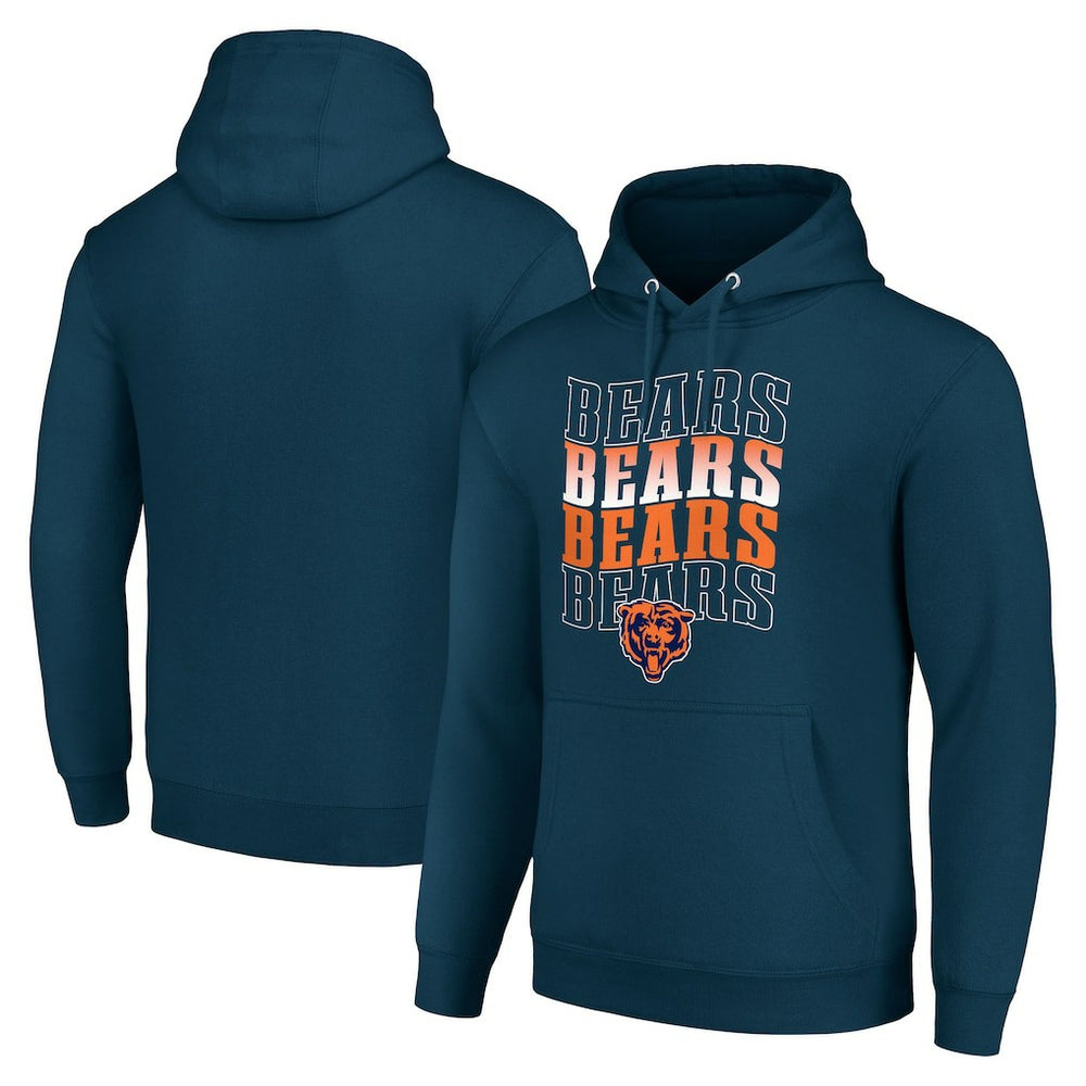 Chicago Bears Starter Four Team Name Logo Fleece Pullover Hoodie - Navy sale