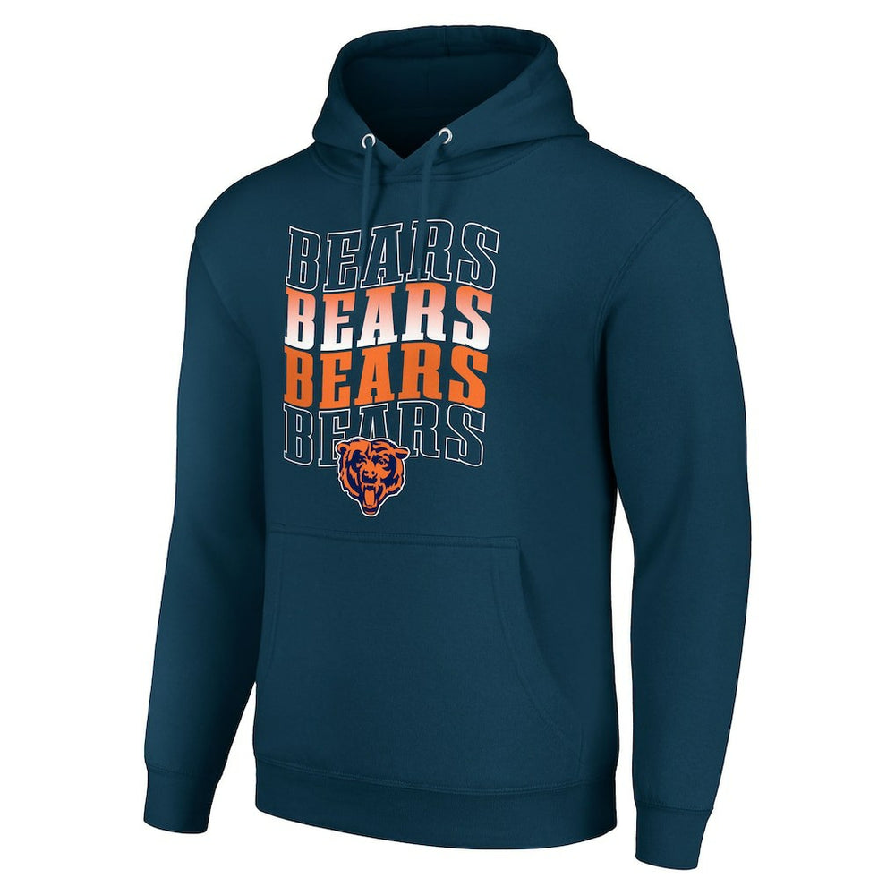 Chicago Bears Starter Four Team Name Logo Fleece Pullover Hoodie - Navy sale