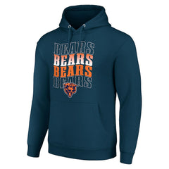 Chicago Bears Starter Four Team Name Logo Fleece Pullover Hoodie - Navy sale