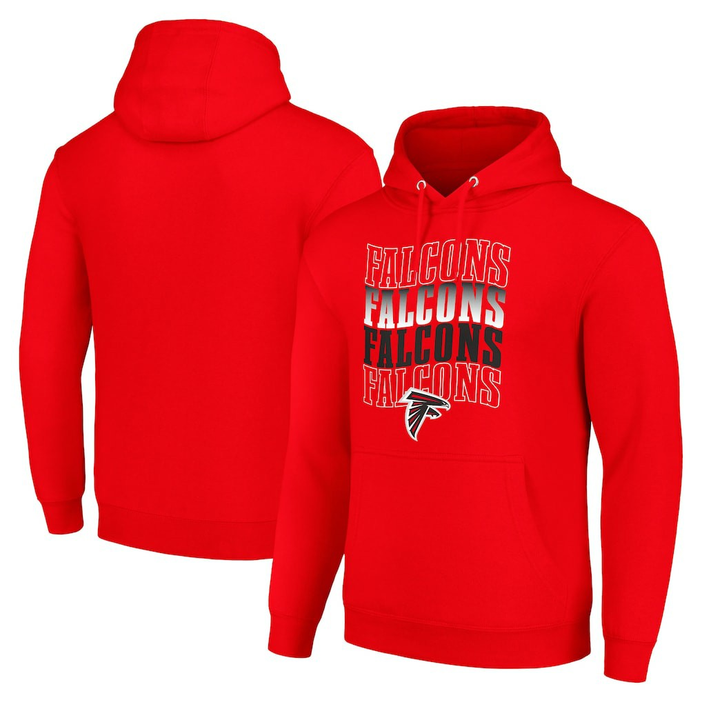Atlanta Falcons Starter Four Team Name Logo Fleece Pullover Hoodie - Red on sale