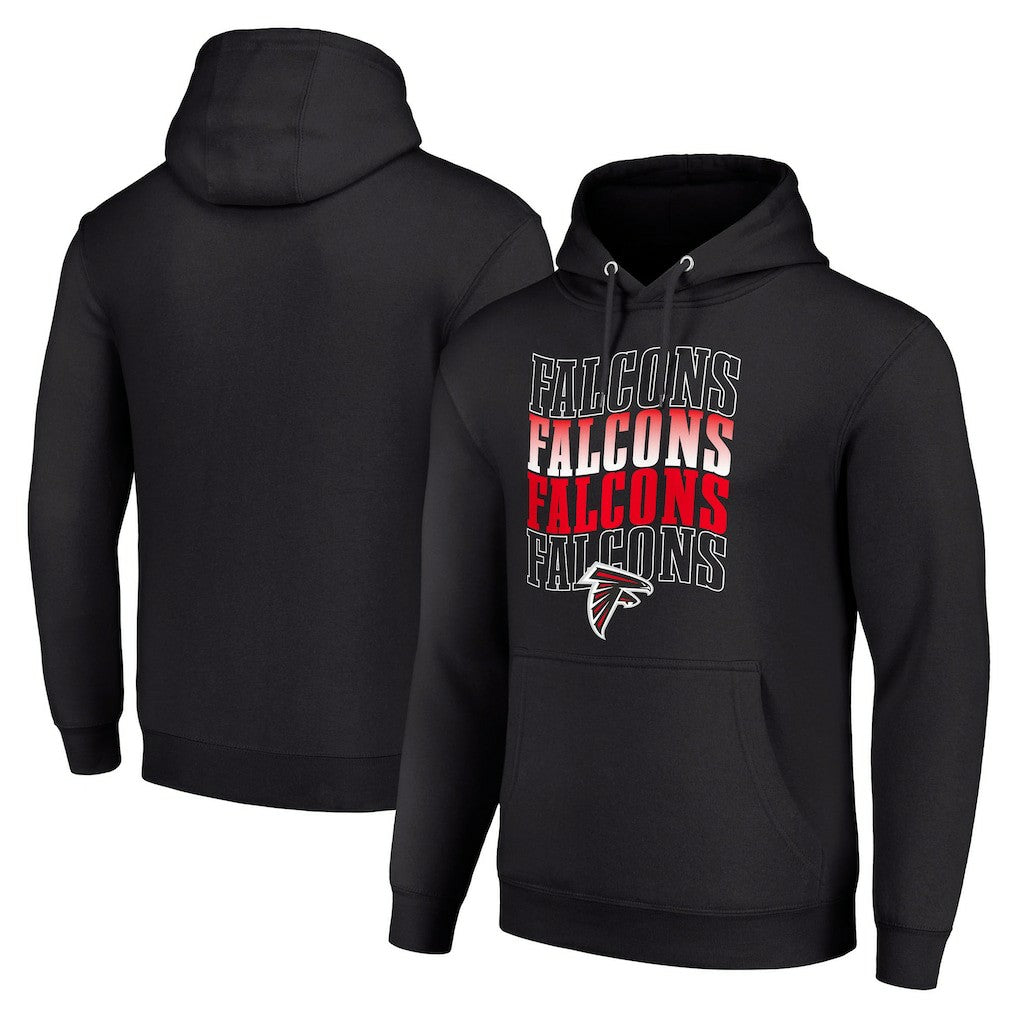 Atlanta Falcons Starter Four Team Name Logo Fleece Pullover Hoodie - Black sale