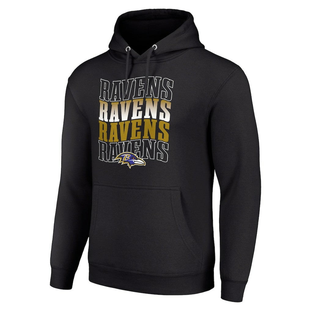Baltimore Ravens Starter Four Team Name Logo Fleece Pullover Hoodie - Black on sale