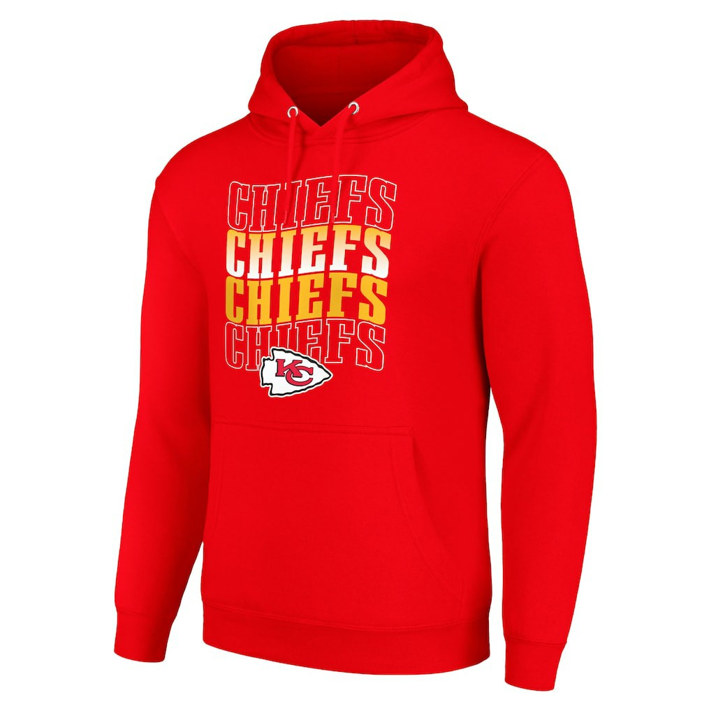 Kansas City Chiefs Starter Four Team Name Logo Fleece Pullover Hoodie - Red discount