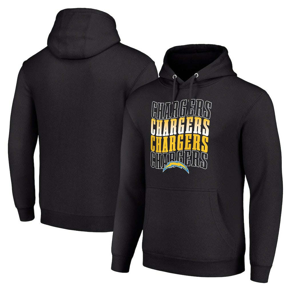 Los Angeles Chargers Starter Four Team Name Logo Fleece Pullover Hoodie - Black cheap