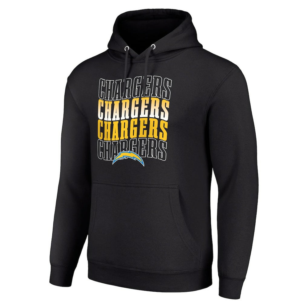 Los Angeles Chargers Starter Four Team Name Logo Fleece Pullover Hoodie - Black cheap