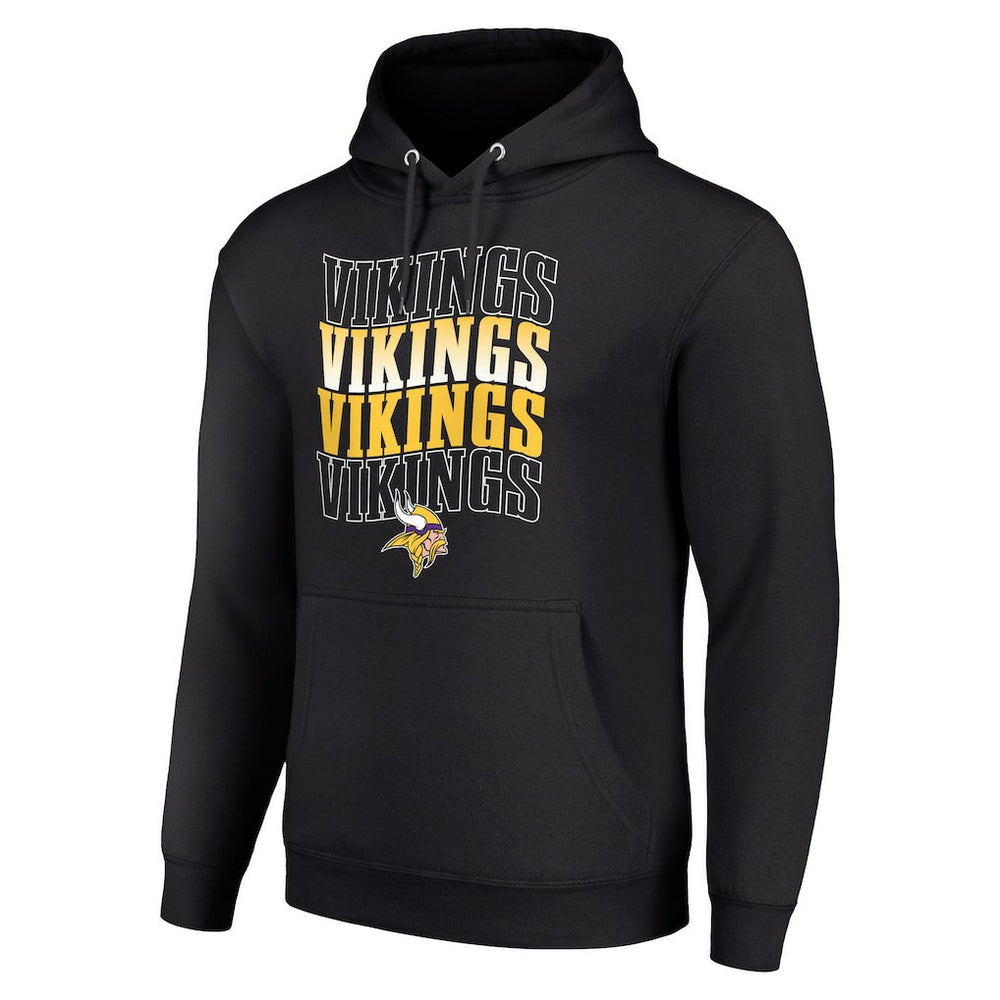 Minnesota Vikings Starter Four Team Name Logo Fleece Pullover Hoodie - Black on sale