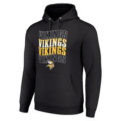 Minnesota Vikings Starter Four Team Name Logo Fleece Pullover Hoodie - Black on sale